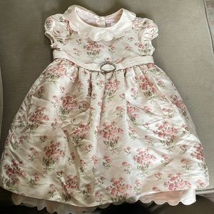 Janie and Jack baby girls 100% silk pink floral dress